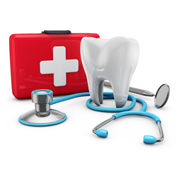 Tooth with emergency care equipment