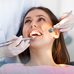 Woman receiving dental exam