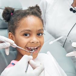 child getting their teeth cleaned by their children’s dentist in Pearland